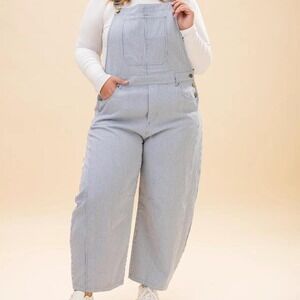 Oddi Los Angeles Barrel Leg Pinstripe Overalls Womens 1 x New with Tags